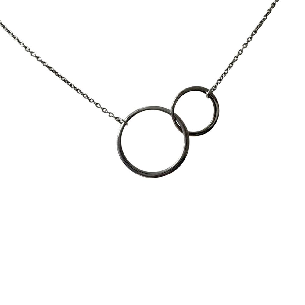 Old Robin 925 Silver Chain Necklace Circle Pendant Delicate Minimalist Jewelry